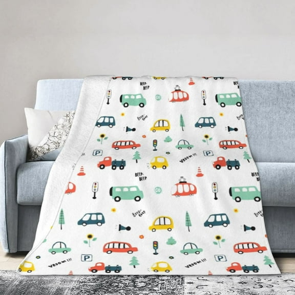 Wijzvio School Bus Throw Blanket Soft Fuzzy Fleece Blanket For Couch Bed Living Room Decoration 40"X30"