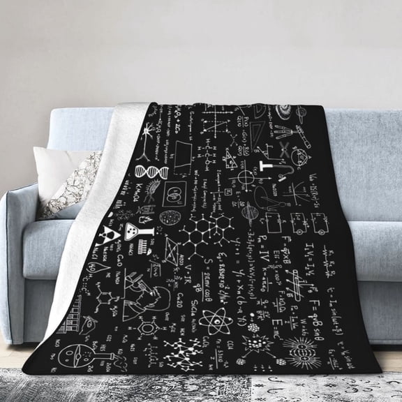 Wijzvio Science Formulas Chalkboard Throw Blanket Soft Fuzzy Fleece Blanket For Couch Bed Living Room Decoration 40"X30"