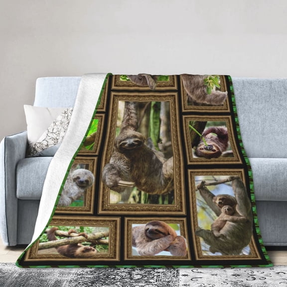 Wijzvio Sloth Throw Blanket Soft Fuzzy Fleece Blanket For Couch Bed Living Room Decoration 80"X60"