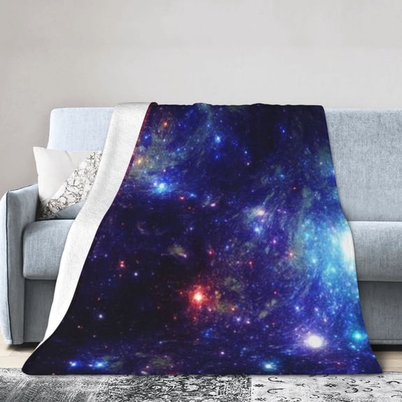 Wijzvio Starry Night Outer Space Throw Blanket Soft Fuzzy Fleece Blanket For Couch Bed Living Room Decoration 40"X30"