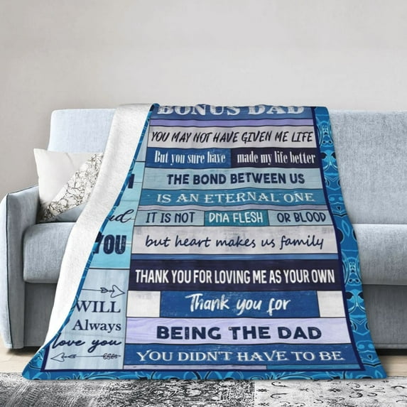 Wijzvio To My Bonus Dad Throw Blanket Soft Fuzzy Fleece Blanket For Couch Bed Living Room Decoration 40"X30"