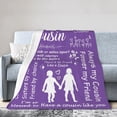 thumbnail image 1 of Wijzvio To My Cousin Throw Blanket Soft Fuzzy Fleece Blanket For Couch Bed Living Room Decoration 80"X60", 1 of 9