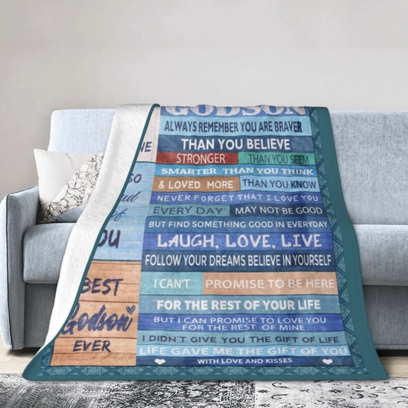 Wijzvio To My Godson Throw Blanket Soft Fuzzy Fleece Blanket For Couch Bed Living Room Decoration 80"X60"