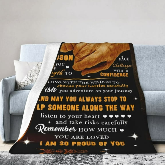 Wijzvio To My Grandson Throw Blanket Soft Fuzzy Fleece Blanket For Couch Bed Living Room Decoration 40"X30"