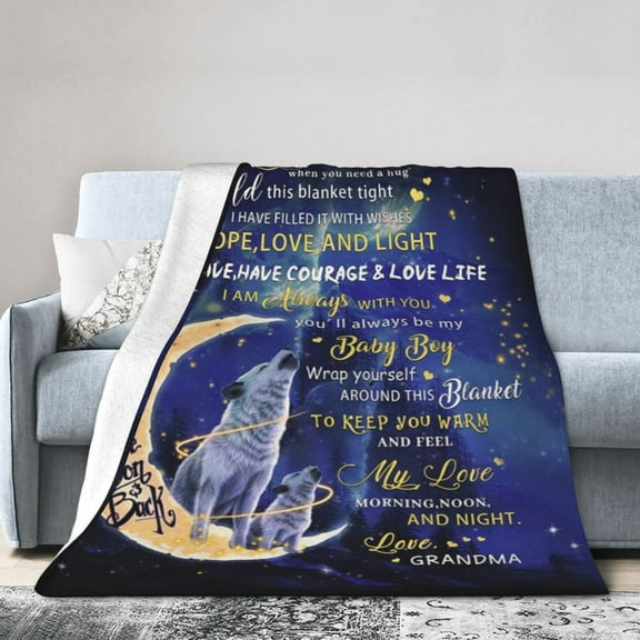 Wijzvio To My Grandson Throw Blanket Soft Fuzzy Fleece Blanket For Couch Bed Living Room Decoration 50"X40"