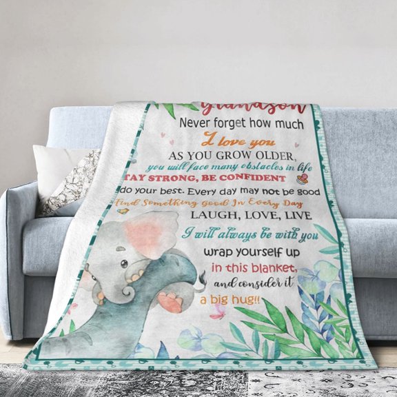 Wijzvio To My Grandson Throw Blanket Soft Fuzzy Fleece Blanket For Couch Bed Living Room Decoration 60"X50"