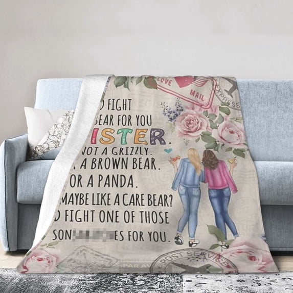 Wijzvio To My Sister (2) Throw Blanket Soft Fuzzy Fleece Blanket For Couch Bed Living Room Decoration 80"X60"