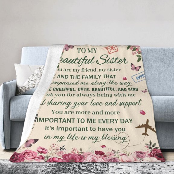 Wijzvio To My Sister Throw Blanket Soft Fuzzy Fleece Blanket For Couch Bed Living Room Decoration 50"X40"