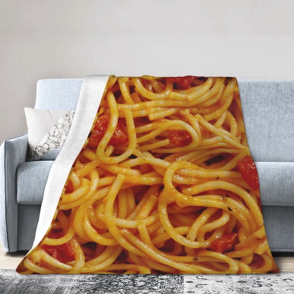 Wijzvio Tomato Spaghetti Throw Blanket Soft Fuzzy Fleece Blanket For Couch Bed Living Room Decoration 40"X30"