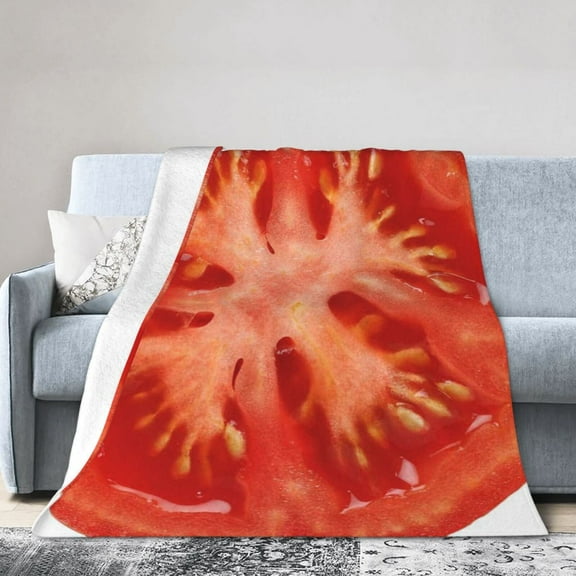 Wijzvio Tomato Throw Blanket Soft Fuzzy Fleece Blanket For Couch Bed Living Room Decoration 50"X40"