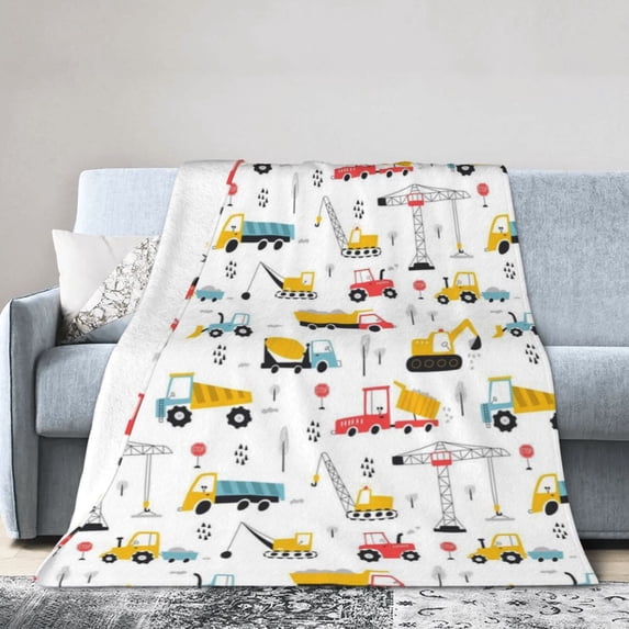 Wijzvio Truck Building Equipment Throw Blanket Soft Fuzzy Fleece Blanket For Couch Bed Living Room Decoration 40"X30"