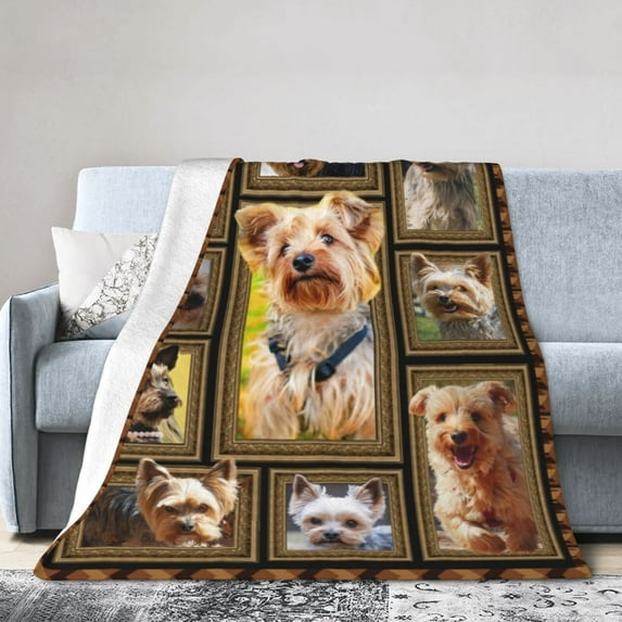 Wijzvio Yorkshire Terrier Dog Throw Blanket Soft Fuzzy Fleece Blanket For Couch Bed Living Room Decoration 50"X40"