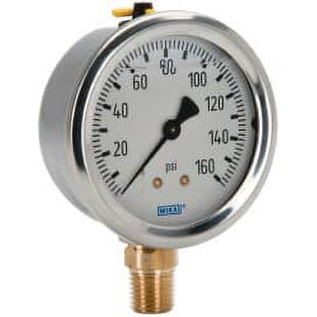 Wika 2-1/2" Dial, 1/4 Thread, 0-160 Scale Range, Pressure Gauge Lower Connection Mount, Accurate to 1.5% of Scale