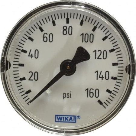 Wika 2" Dial, 1/4 Thread, 0-160 Scale Range, Pressure Gauge Center Back Connection Mount, Accurate to 3-2-3% of Scale