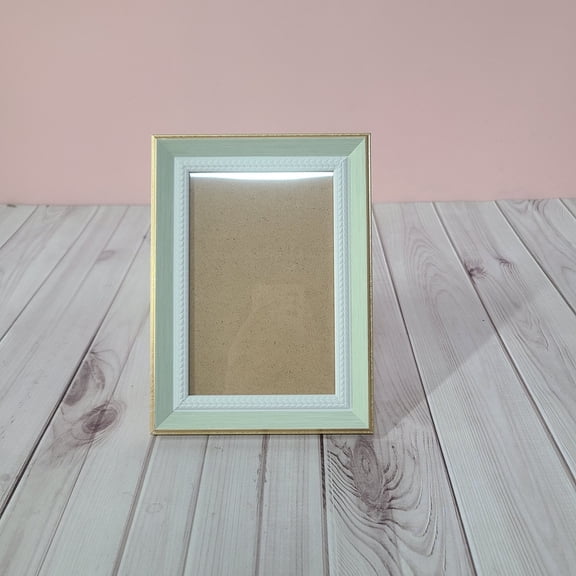 Wikadada Picture frames  Two-tone light green and gold with embossed leaf border