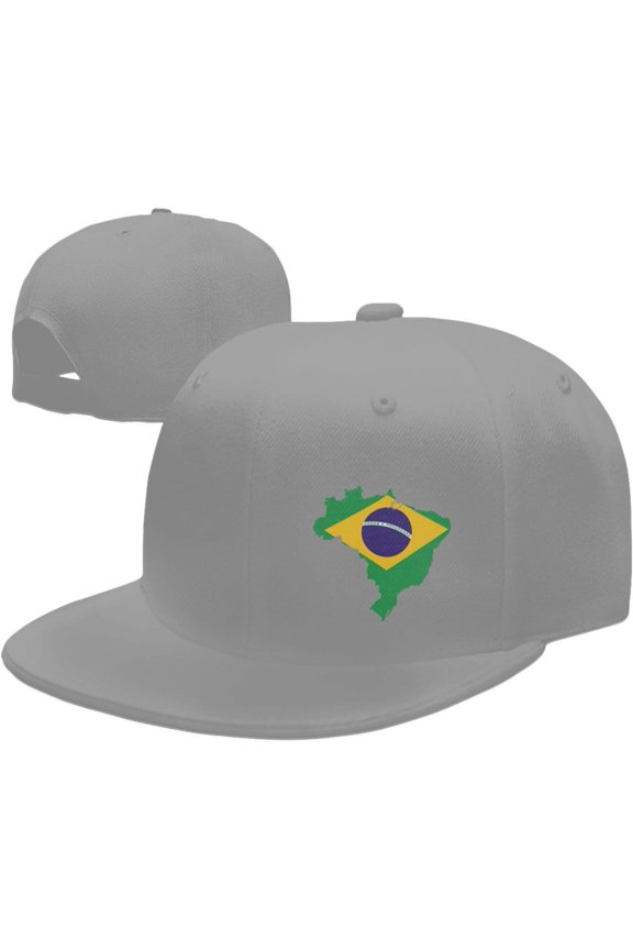 Wikjxiz Brasil Flag of Brazil Hats for Men Women Adjustable Flat Bill Brim Trucker Hats Hip Hop Baseball Cap Black