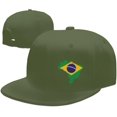 thumbnail image 1 of Wikjxiz Brasil Flag of Brazil Hats for Men Women Adjustable Flat Bill Brim Trucker Hats Hip Hop Baseball Cap Black, 1 of 8