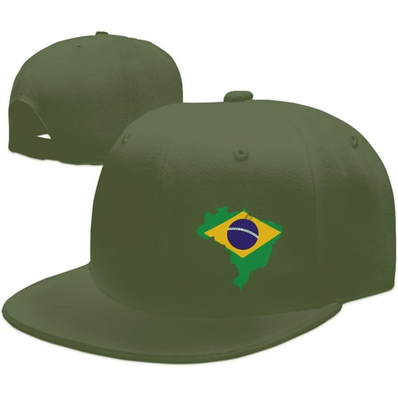 Wikjxiz Brasil Flag of Brazil Hats for Men Women Adjustable Flat Bill Brim Trucker Hats Hip Hop Baseball Cap Black