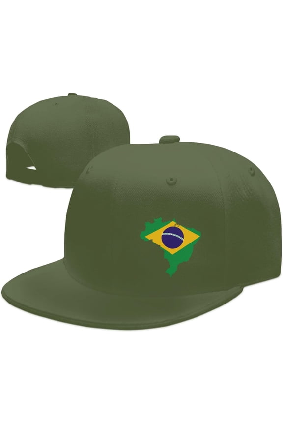 Wikjxiz Brasil Flag of Brazil Hats for Men Women Adjustable Flat Bill Brim Trucker Hats Hip Hop Baseball Cap Black