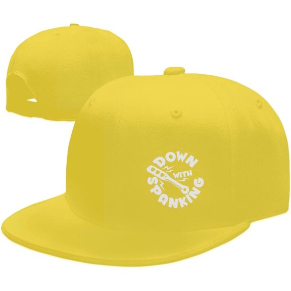 Wikjxiz Down with Spanking Hats for Men Women Adjustable Flat Bill Brim Trucker Hats Hip Hop Baseball Cap Black