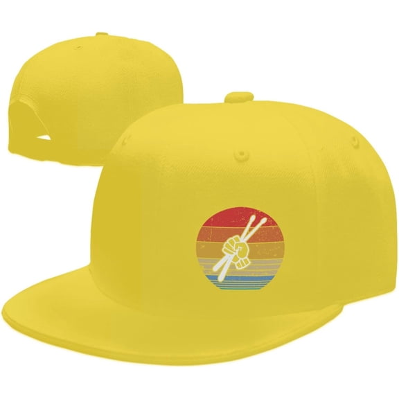 Wikjxiz Drumsticks-Drummer Hats for Men Women Adjustable Flat Bill Brim Trucker Hats Hip Hop Baseball Cap Black