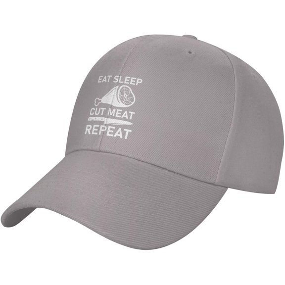 Wikjxiz Eat Sleep Cut Meat Repeat Hat Black Baseball Cap Men Women Adjustable Sports Sunhat Funny Trucker Hat