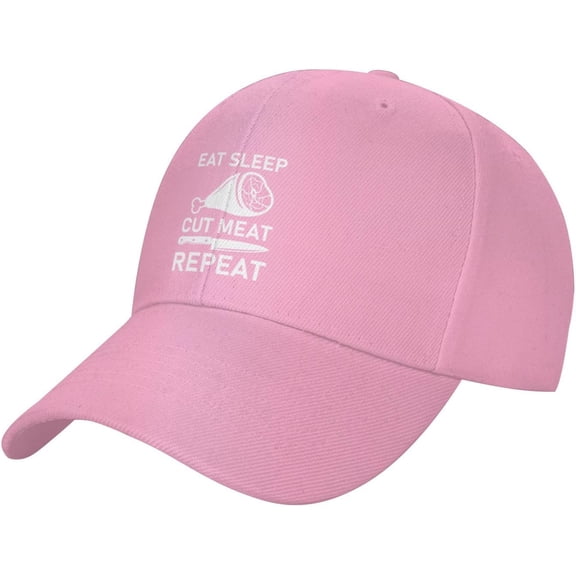 Wikjxiz Eat Sleep Cut Meat Repeat Hat Black Baseball Cap Men Women Adjustable Sports Sunhat Funny Trucker Hat