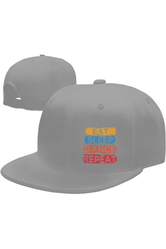 Wikjxiz Eat-Sleep-Dance-Repeat Hats for Men Women Adjustable Flat Bill Brim Trucker Hats Hip Hop Baseball Cap Black