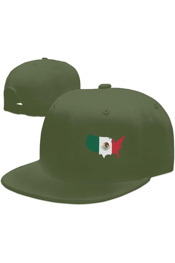Wikjxiz Flag Map United States Mexico Hats for Men Women Adjustable Flat Bill Brim Trucker Hats Hip Hop Baseball Cap Black
