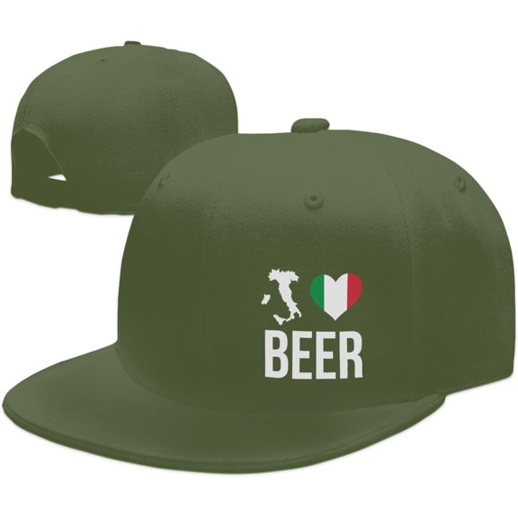 Wikjxiz I-Heart-Italian-Beer Hats for Men Women Adjustable Flat Bill Brim Trucker Hats Golf Baseball Cap Black