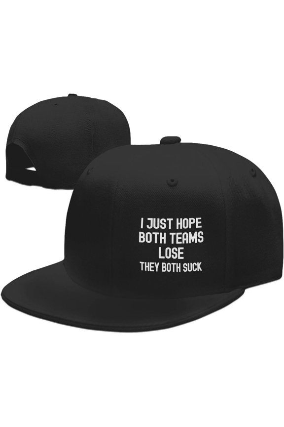 Wikjxiz I Just Hope Both Teams Lose They Both Suck Hats for Men Women Adjustable Flat Bill Brim Trucker Hats