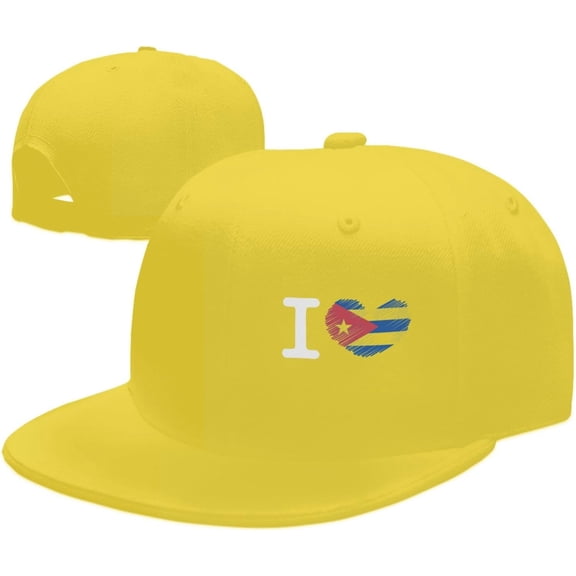 Wikjxiz I Love Cuba Hats for Men Women Adjustable Flat Bill Brim Dad Hats Hip Hop Baseball Cap Black
