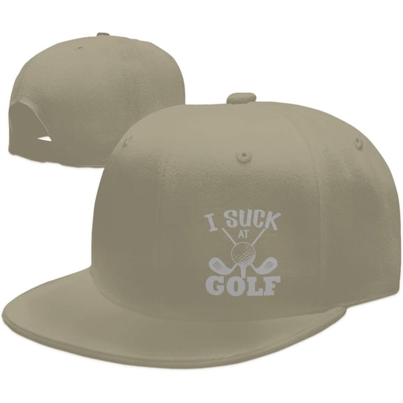 Wikjxiz I Suck at Golf Hats for Men Women Adjustable Flat Bill Brim Dad Hats Fashion Baseball Cap Black