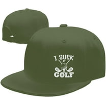 Wikjxiz I Suck at Golf Hats for Men Women Adjustable Flat Bill Brim Dad Hats Fashion Baseball Cap Black