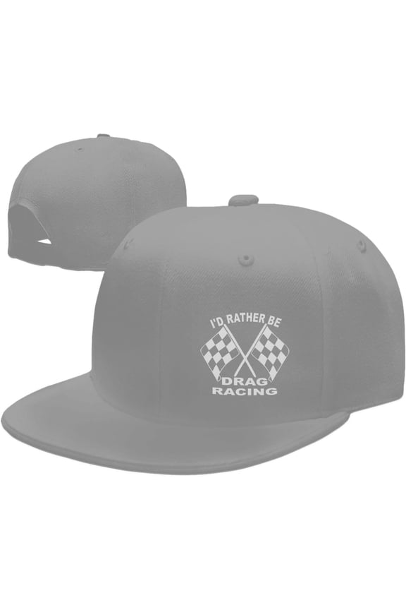 Wikjxiz I'd Rather Be Drag Racing Hats for Men Women Adjustable Flat Bill Brim Trucker Hats Hip Hop Baseball Cap Black