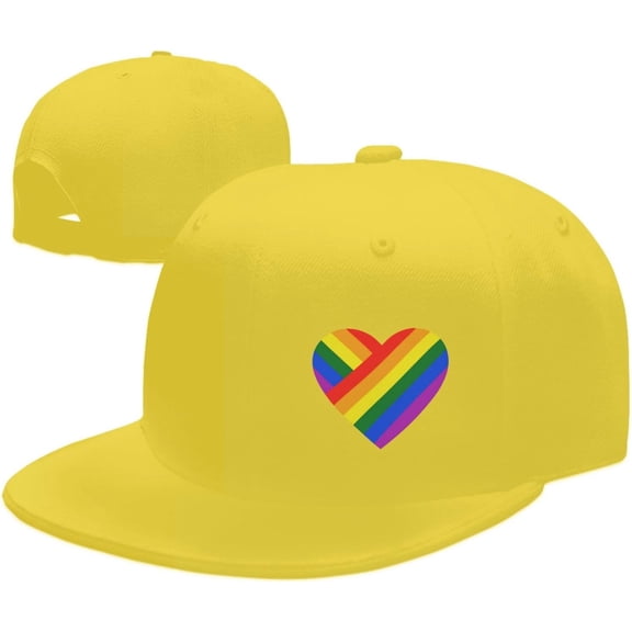 Wikjxiz LGBT Rainbow and Transgender Pride Flag Heart Hats for Men Women Adjustable Flat Bill Brim Trucker Hats