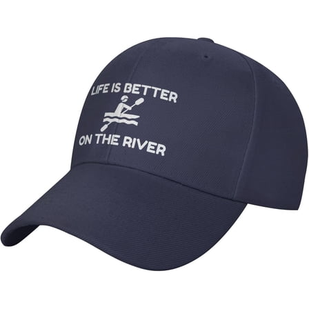 Wikjxiz Life is Better On The River Hat Black Baseball Cap Men Women Adjustable Sports Sunhat Funny Dad Hat