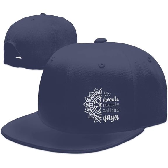 Wikjxiz My Favorite People Call Me Yaya Hats for Men Women Adjustable Flat Bill Brim Dad Hats Hip Hop Baseball Cap Black