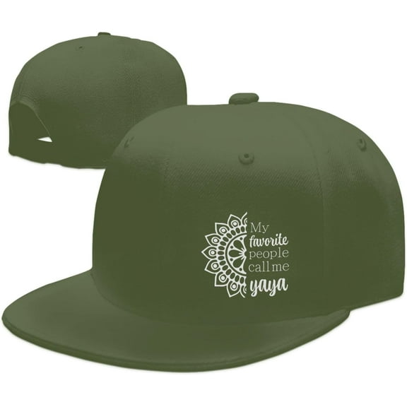 Wikjxiz My Favorite People Call Me Yaya Hats for Men Women Adjustable Flat Bill Brim Dad Hats Hip Hop Baseball Cap Black