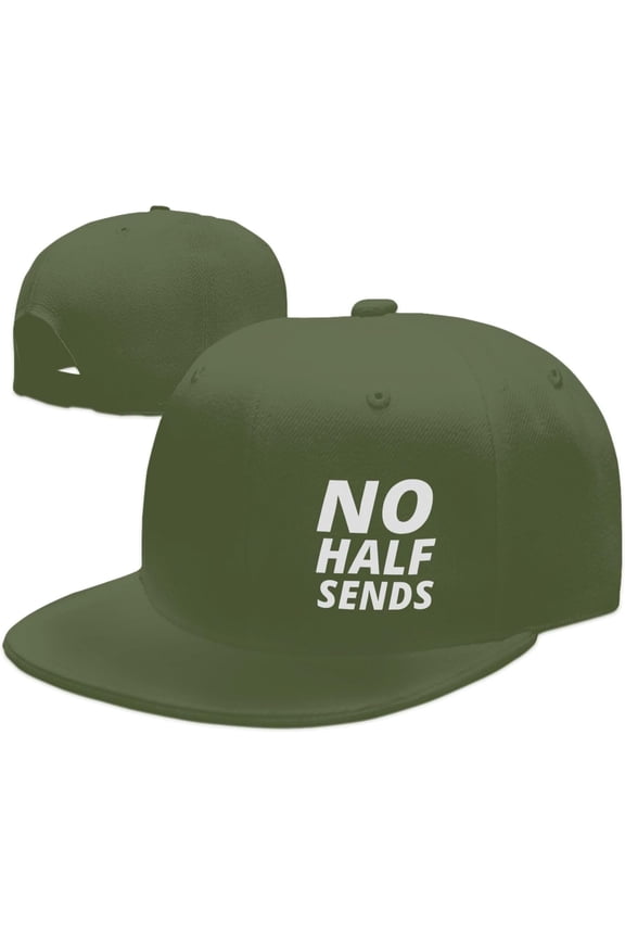 Wikjxiz No Half Sends Hats for Men Women Adjustable Flat Bill Brim Dad Hats Fashion Baseball Cap Black