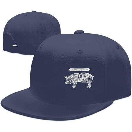 Wikjxiz Pig Butcher Hats for Men Women Adjustable Flat Bill Brim Dad Hats Golf Baseball Cap Black