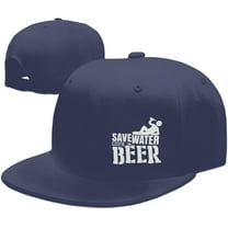 Wikjxiz Save Water Drink Beer Hats for Men Women Adjustable Flat Bill Brim Dad Hats Golf Baseball Cap Black