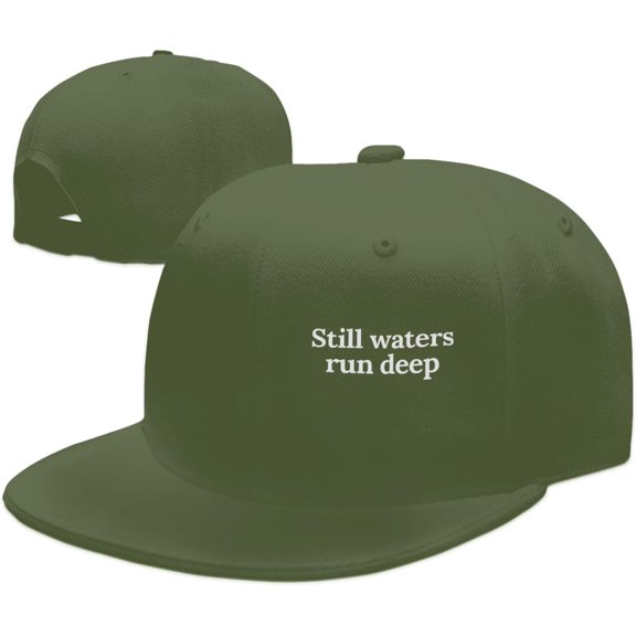 Wikjxiz Still Waters Run Deep Hats for Men Women Adjustable Flat Bill Brim Dad Hats Hip Hop Baseball Cap Black