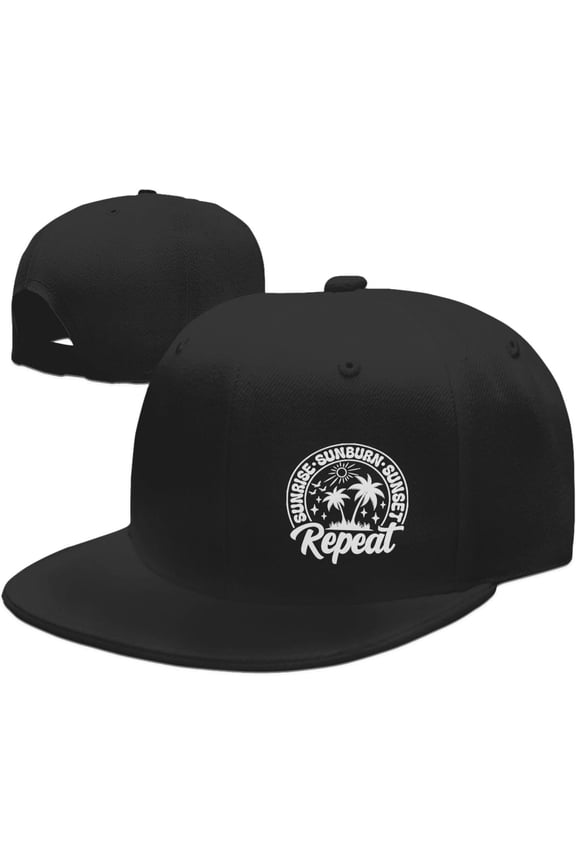 Wikjxiz Sunrise Sunset Hats for Men Women Adjustable Flat Bill Brim Dad Hats Golf Baseball Cap Black