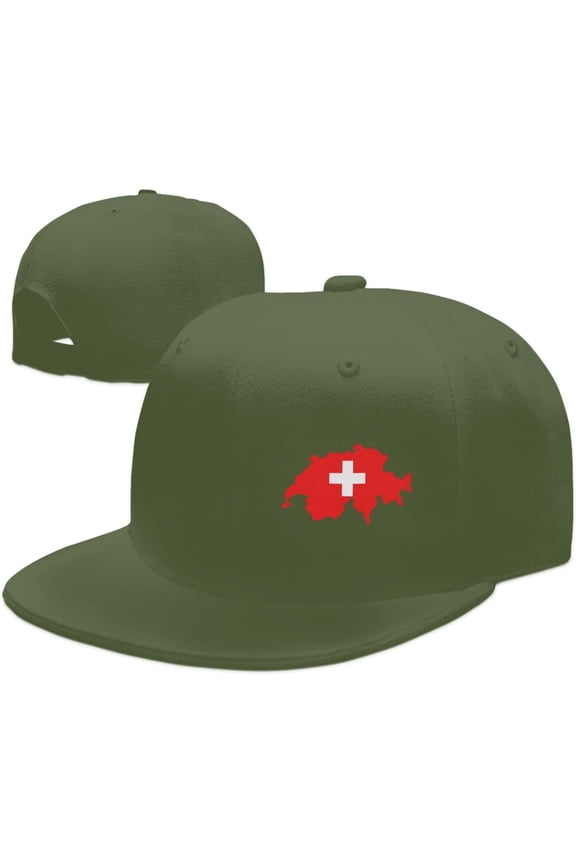 Wikjxiz Switzerland Flag Hats for Men Women Adjustable Flat Bill Brim Dad Hats Hip Hop Baseball Cap Black