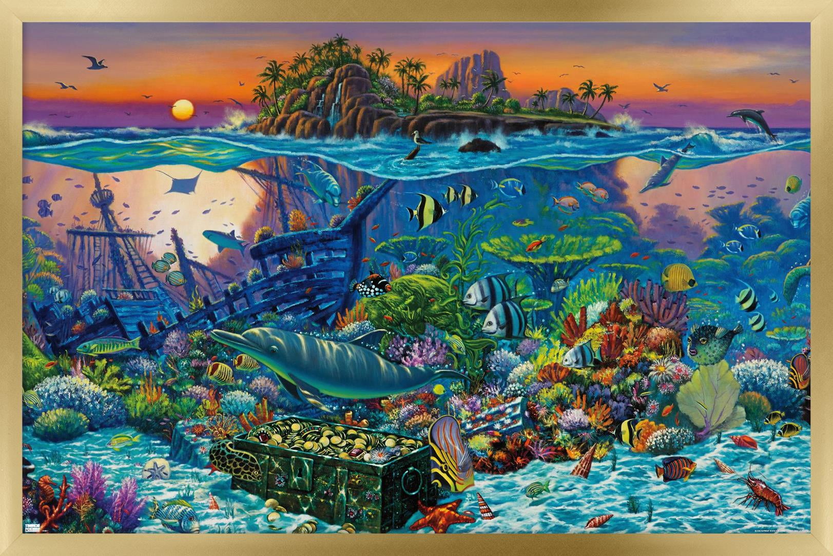 Wil Cormier - Coral Reef Wall Poster, 14.725" x 22.375", Framed
