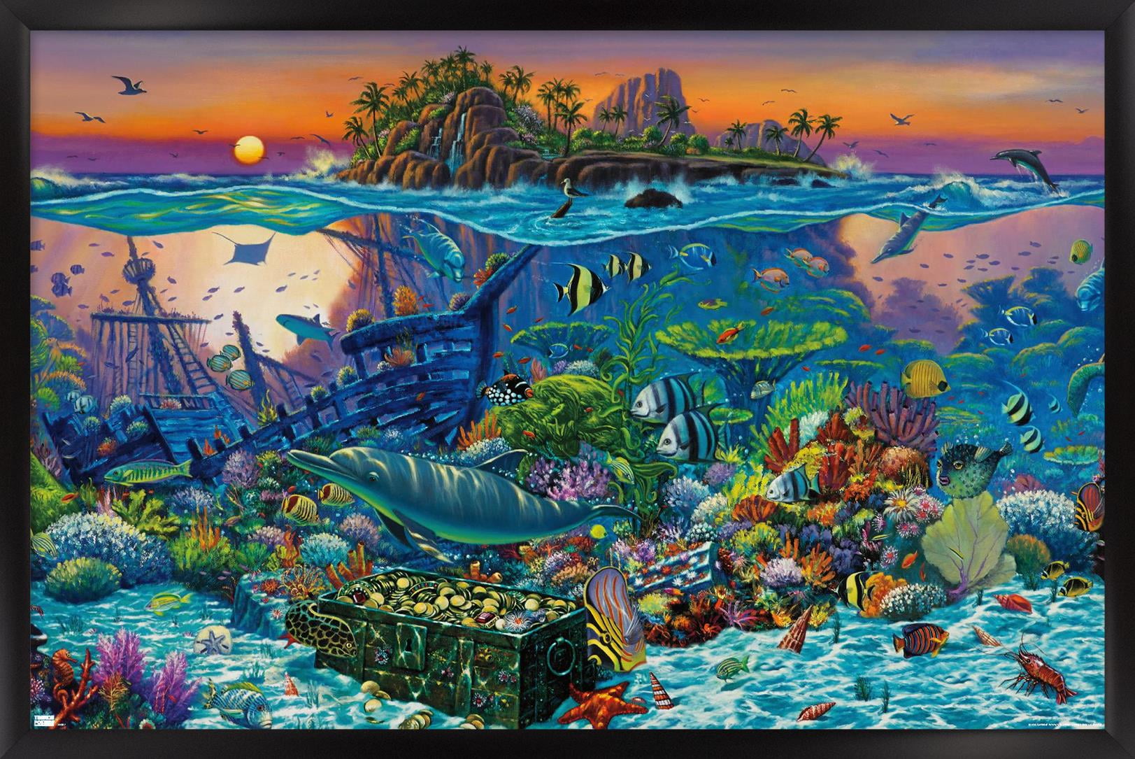 Wil Cormier - Coral Reef Wall Poster, 22.375" x 34", Framed
