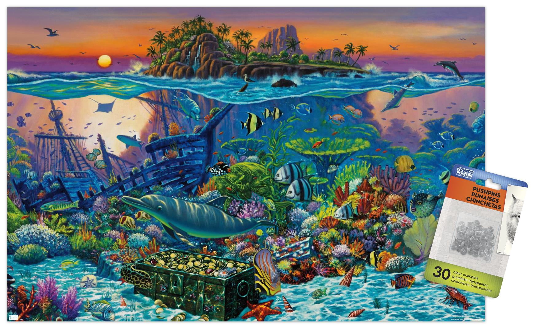 Wil Cormier - Coral Reef Wall Poster with Pushpins, 14.725" x 22.375"
