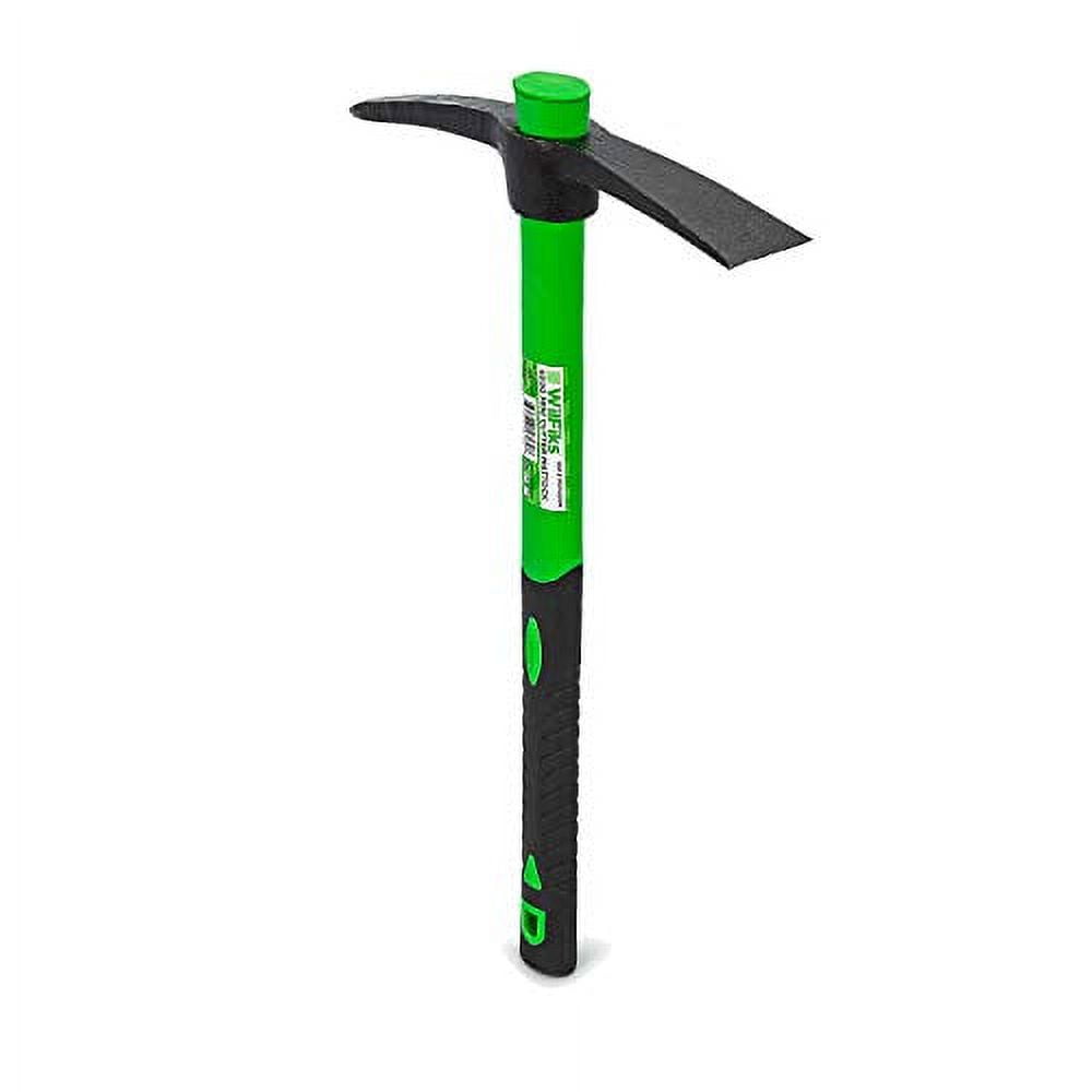 WilFiks Pick Mattock, 15" Heavy Duty Pick Axe Hand Tool with Forged Heat Treated Carbon Steel, Adze Hoe for Weeding, Prying and Digging Anti-Slip Grip, Fiberglass Ergonomic Shock Reduction H