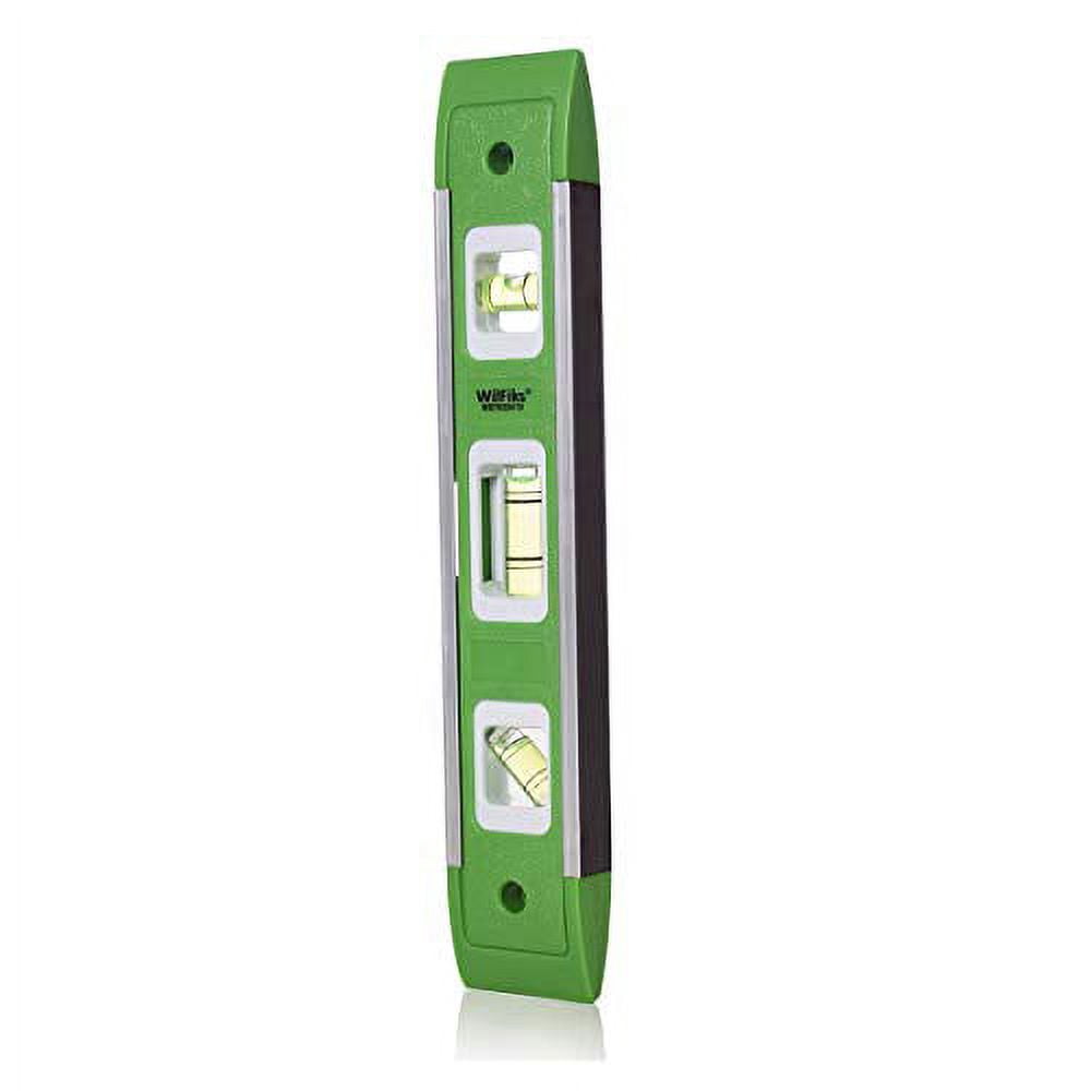 RONGPRO 9 Inch Magnetic Torpedo Level - With 45°/90°/180° Vials, V-Groove For Pipes